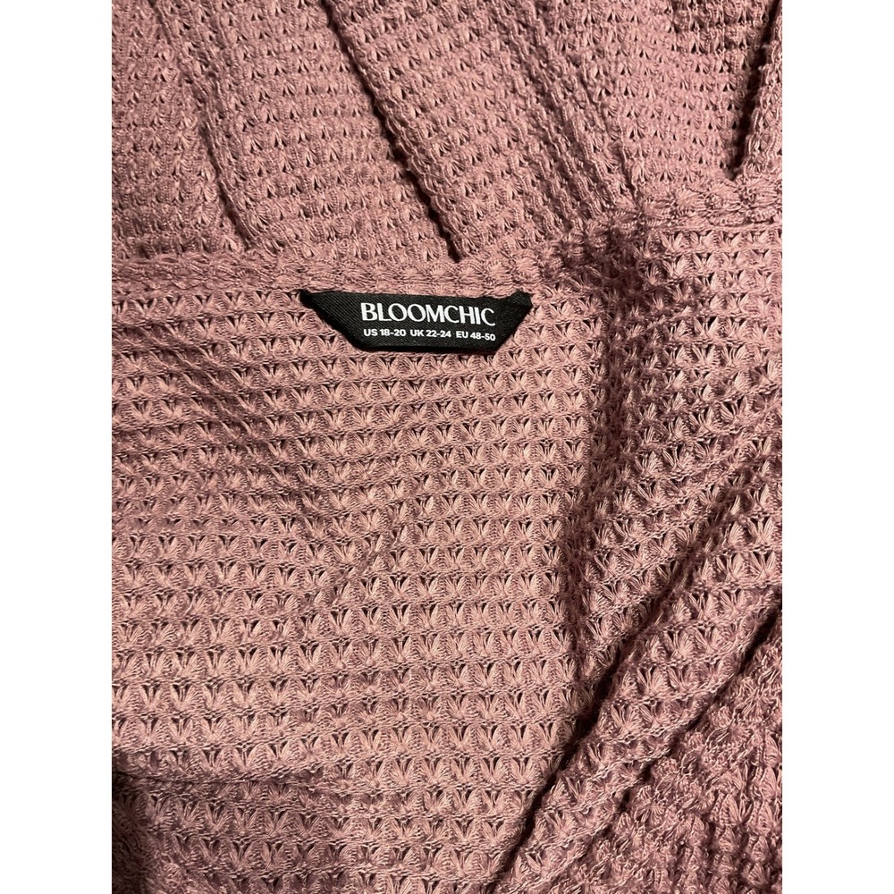 Bloomchic Waffle Knit Tunic Womens 18-20 Mauve Excellent Crochet Lace Peplum Top